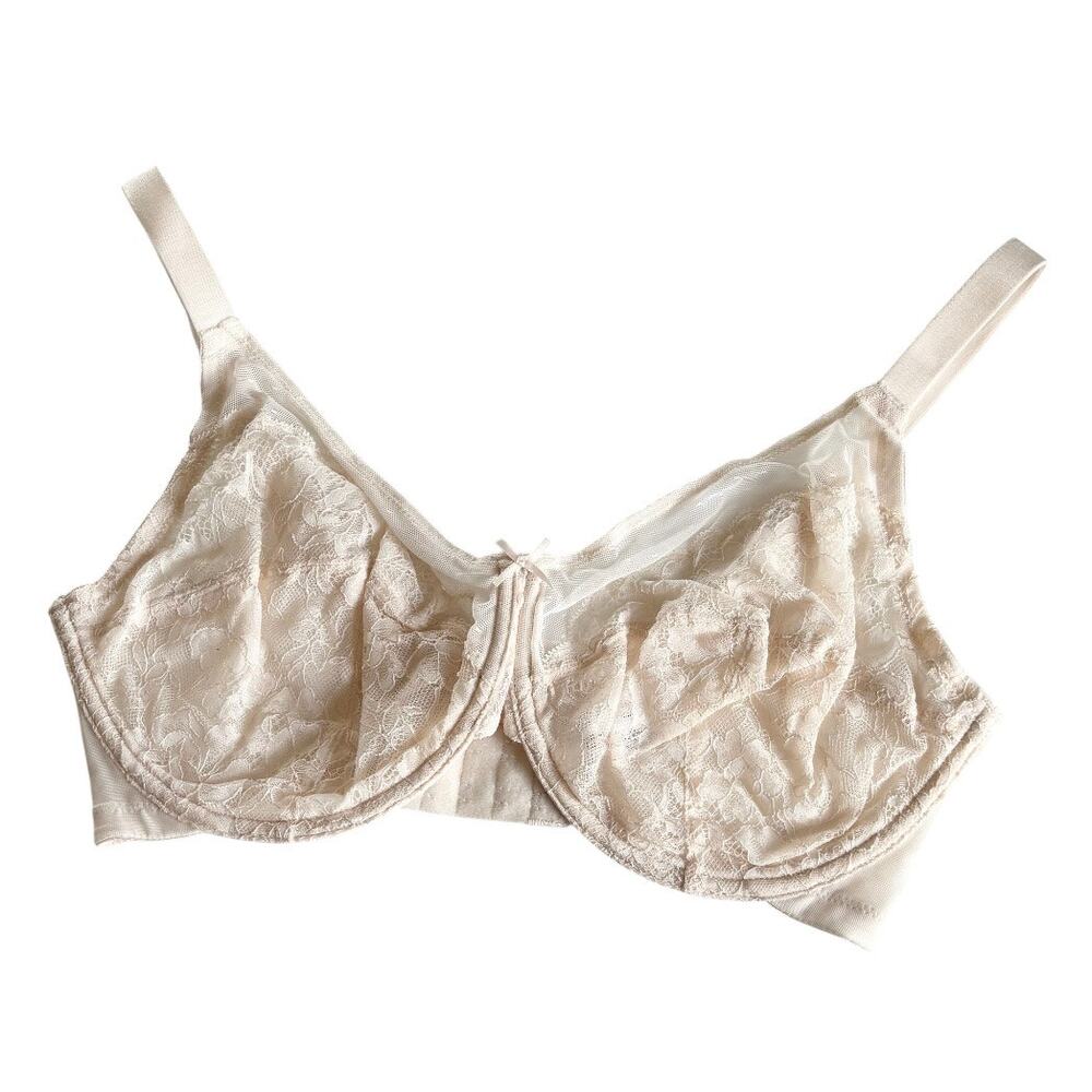 HSIA Enchante Cream Lace Soft Mesh Underwire Bra Women's Size 34G NWT Lingerie